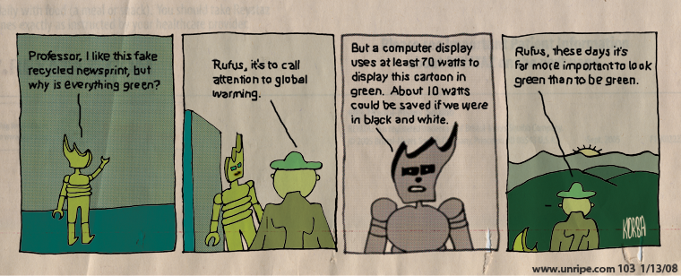 cartoon 103, more important to be green